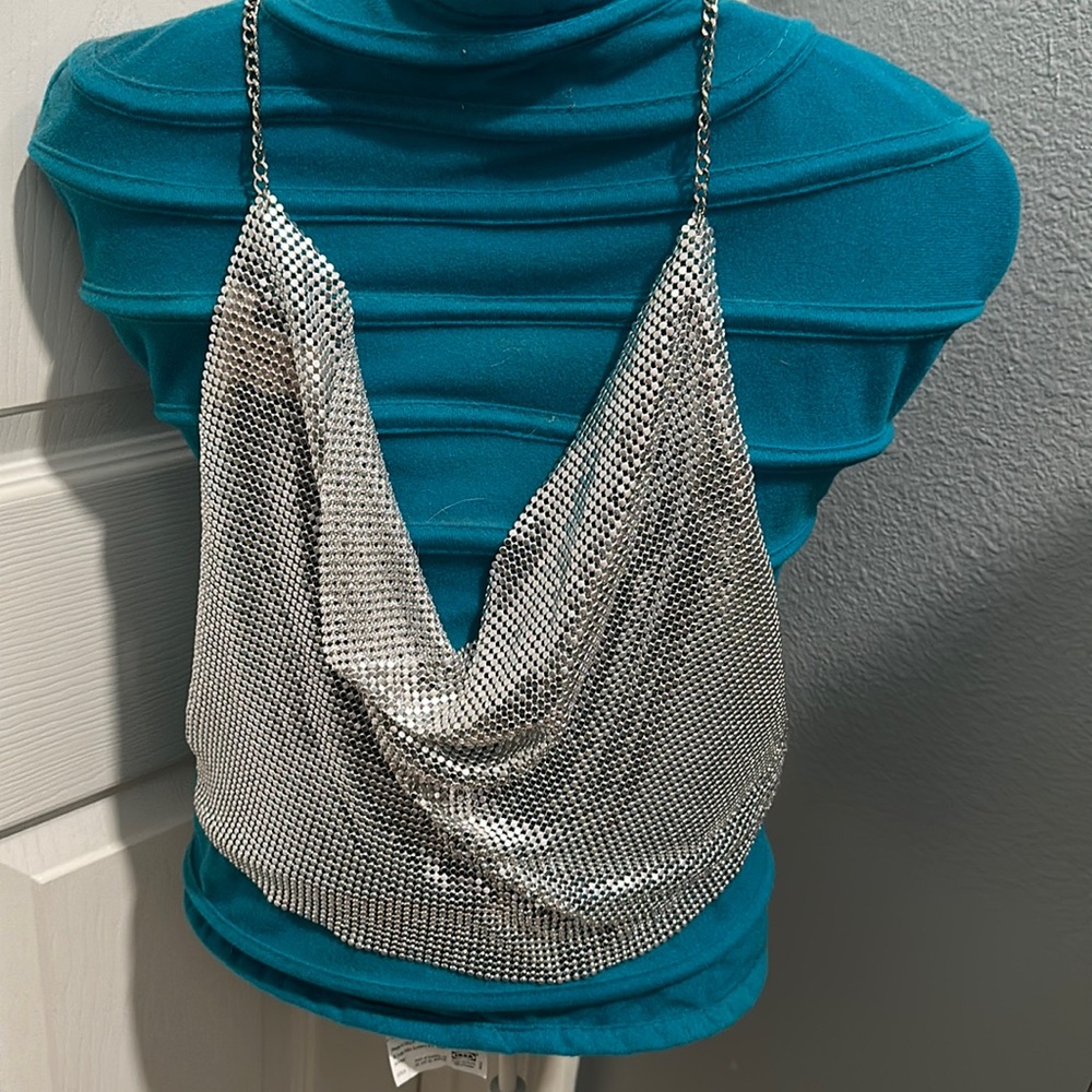 H&M Metal Halter-neck backless Top medium